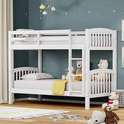 Arca Wood Twin Over Twin Bunk Bed and Hanging Nightstand