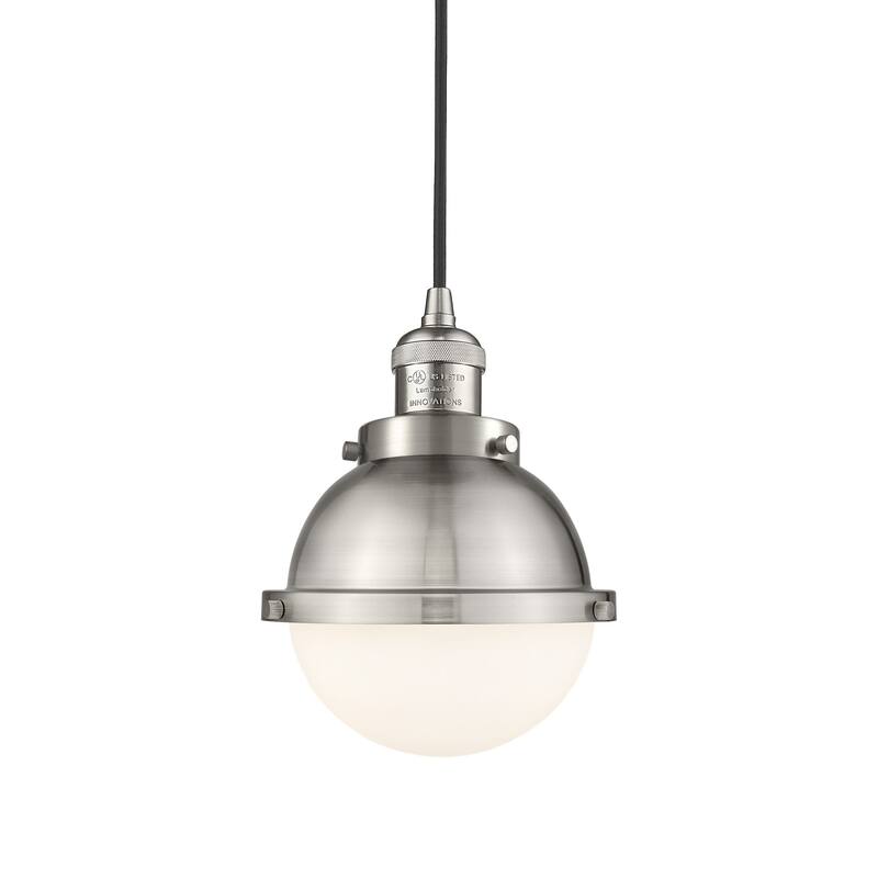 Innovations Lighting 201C-10-7 Hampden Pendant Hampden 7" Wide Mini - Brushed Satin Nickel / Matte White