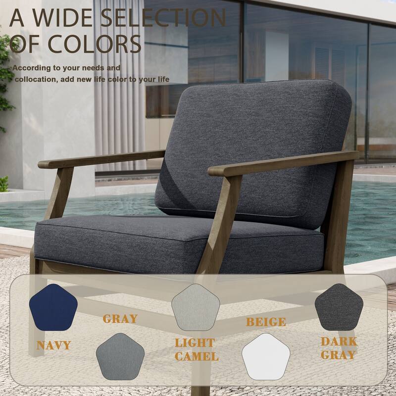 2 Set Patio Teak Wood Outdoor Chair with Cushions