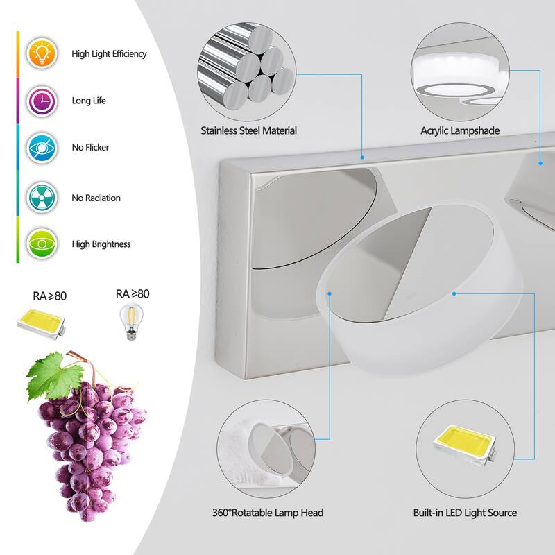 29" Modern 4-Light LED Vanity Light,Bathroom Wall Light Fixture for Mirror, Shower, and Bathroom Decor