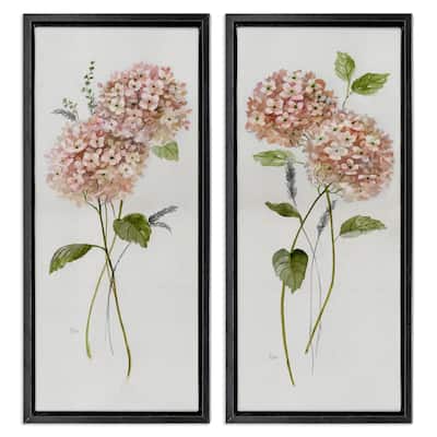 Stupell Pink Hydrangea Sprigs Framed Floater Canvas Wall Art Design By Nan (Set of 2)