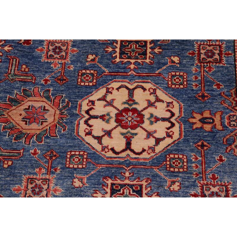 Caucasian Super Kazak Ayanna Light Blue/Tan Hand Knotted Wool Rug - 8'1'' x 10'0''