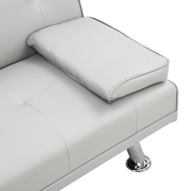 66.1" PVC Loveseat Sofa Bed with Wood Frame and Stainless Legs