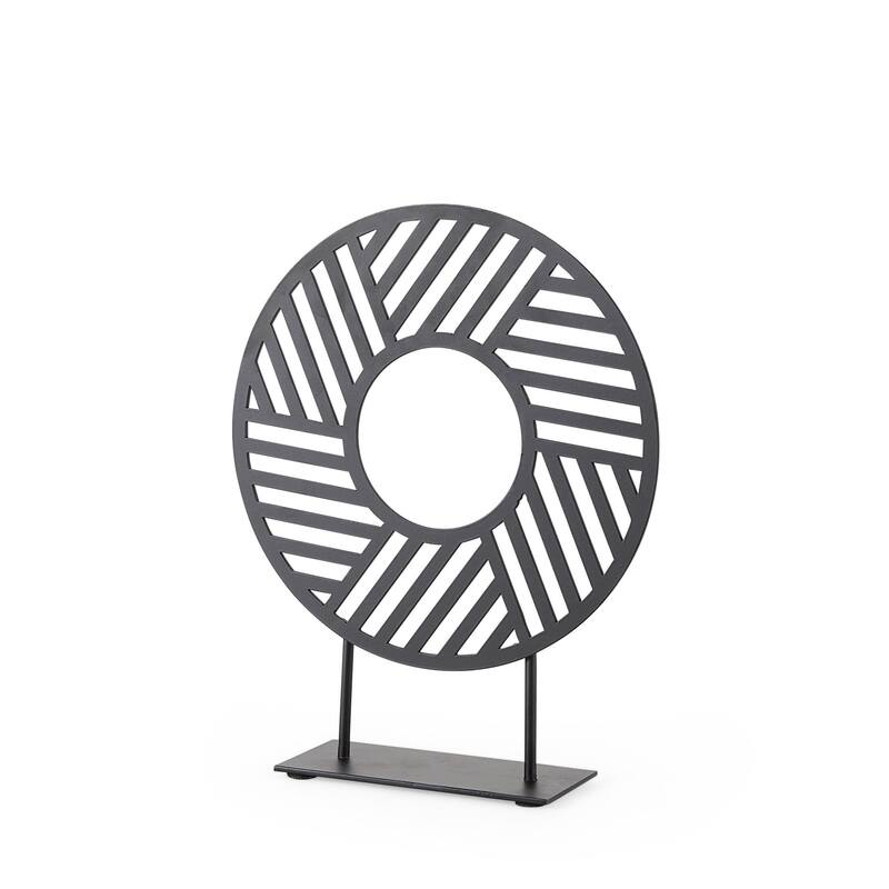 Black Metal Round Geometric Sculpture