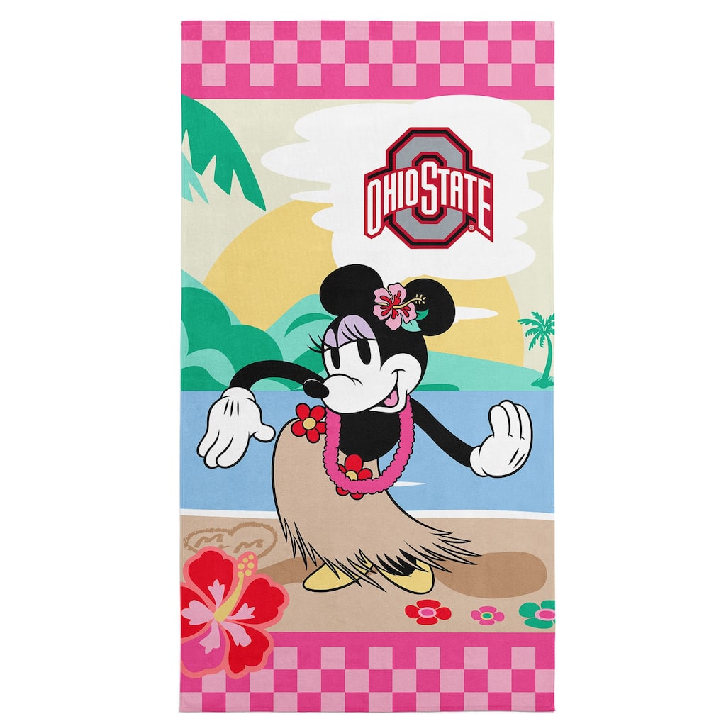 NCAA Disney Minnie Mouse Beachy Check Microfiber Beach Towel