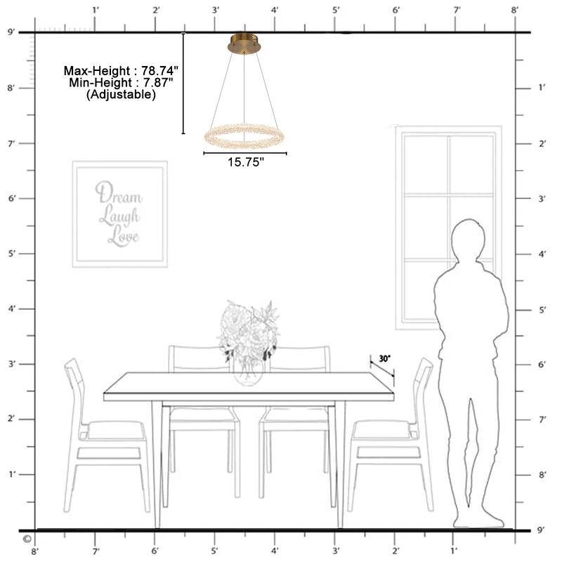 Modern Gold Crystal LED Chandelier, Dimmable Ring Light