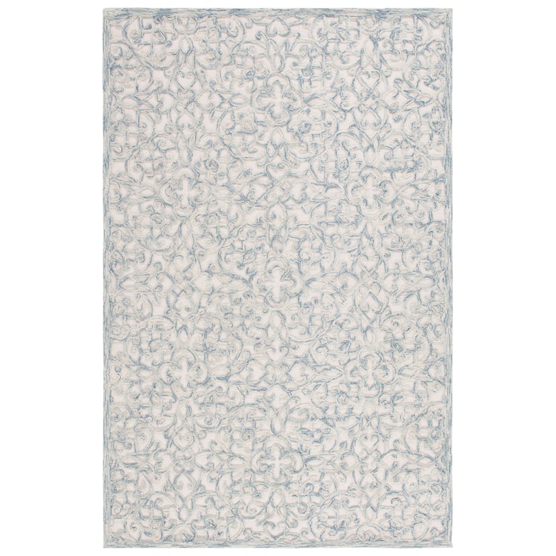Martha Stewart by SAFAVIEH Handmade Siegharda Wool Rug - 5' x 8' - Blue/Ivory