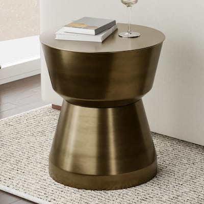 WYNDENHALL Solana 16" Wide Modern Metal Side Table in Antique Brass Iron & Assembled