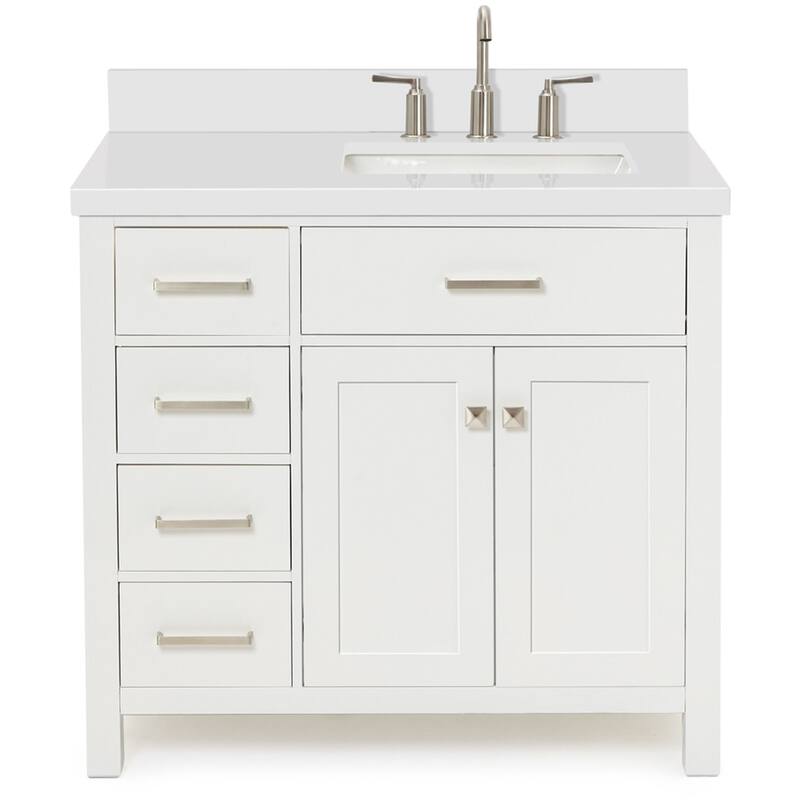 Ariel H037SRWQRVO Bristol 36" Thick Quartz Vanity Top - White - Colored
