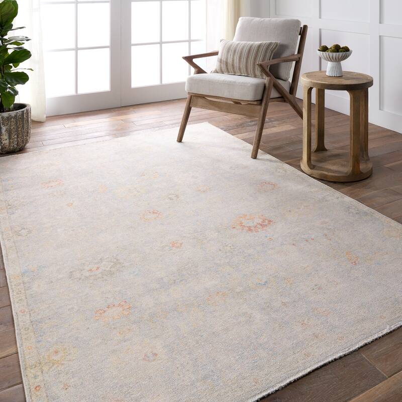 Adica Floral Light Blue/Cream Rug - 6' x 9' - Runner/Rectangle