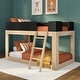 preview thumbnail 34 of 37, Mid-Century Modern Twin over Twin Low Bunk Bed Blonde/Black