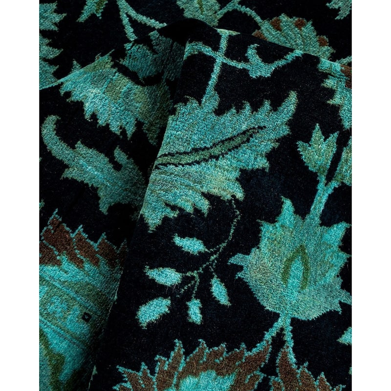 Overton Hand Knotted Wool Vintage Inspired Modern Contemporary Overdyed Black Area Rug - 3' 2" x 5' 2"