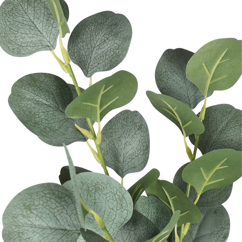 Set of 4 Frosted Green Artificial Silver Dollar Eucalyptus Leaf Stem Plant Greenery Foliage Spray Branch 25in