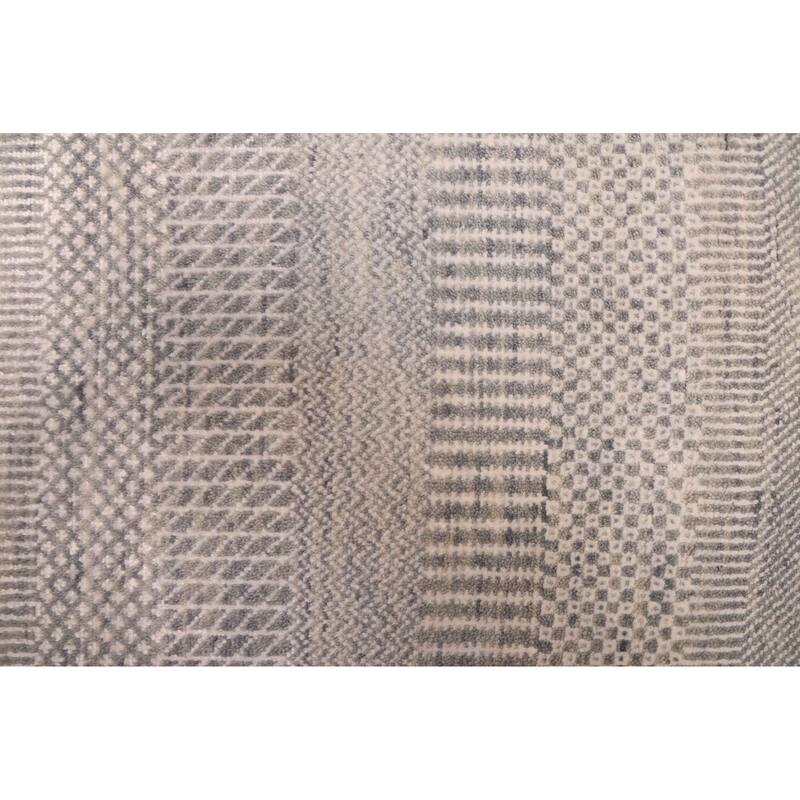 ECARPETGALLERY Hand-knotted Finest Silk Shadow Grey Silk, Wool Rug - 2'6 x 8'1