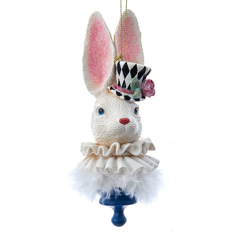 Kurt Adler 6.5-Inch Resin Hollywood Hats Rabbit Ornament