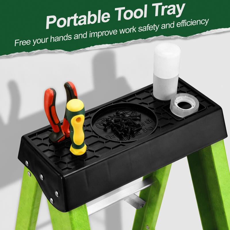 Anmytek Professional Grade Fiberglass Step Ladder 330 lbs Capacity Insulating A Frame Design with Tool Tray for Electrical Work