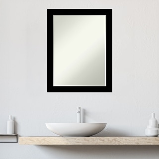 Basic Narrow Half-Inch-Bevel Wood Framed Bathroom Vanity Wall Mirror ...