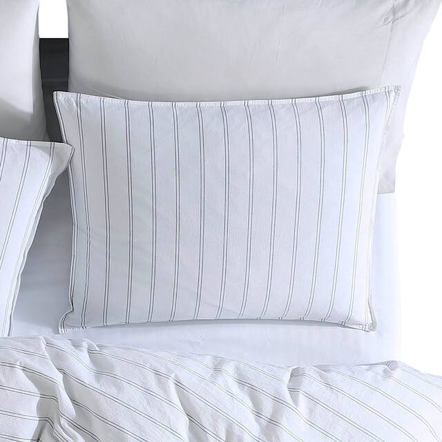 3 Piece King Comforter Set with Pinstripe Pattern, White and Black