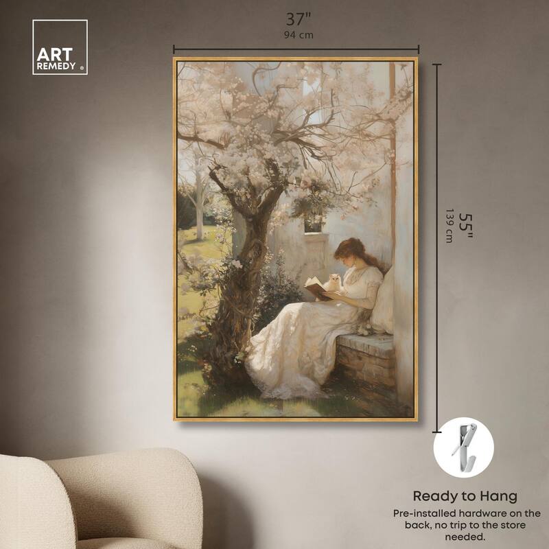 Reading With Her Cat Canvas by Art Remedy
