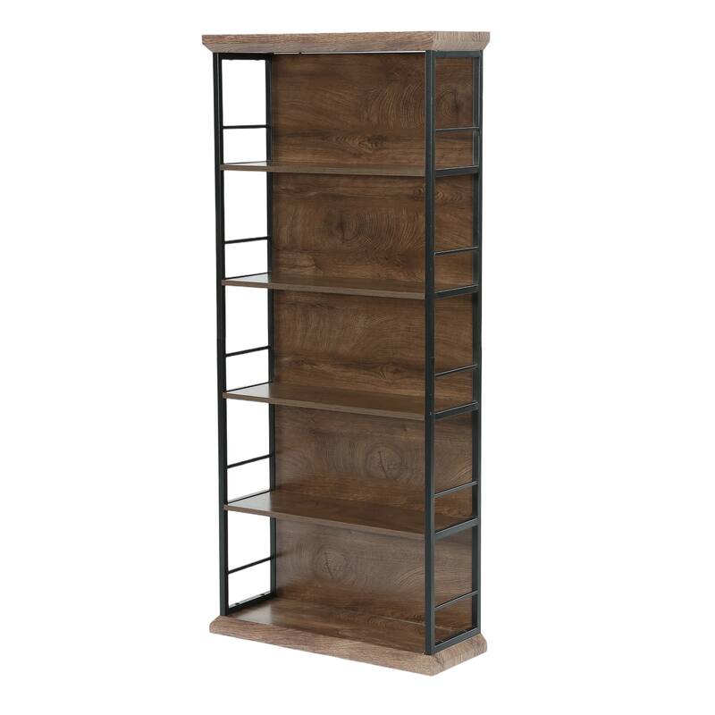 70.86" H 5-Tier Standard Bookcase with Storage for Living Room & Home Office