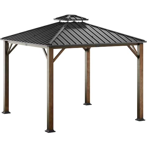 Hanover Hyland 9.8-Ft. x 9.8-Ft. Hard Top Outdoor Gazebo Canopy with Roof Vent