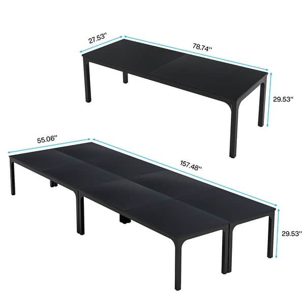 dimension image slide 2 of 9, 13FT Large Rectangle Conference Meeting Seminar Table for 12-16 Person (Set of 4)