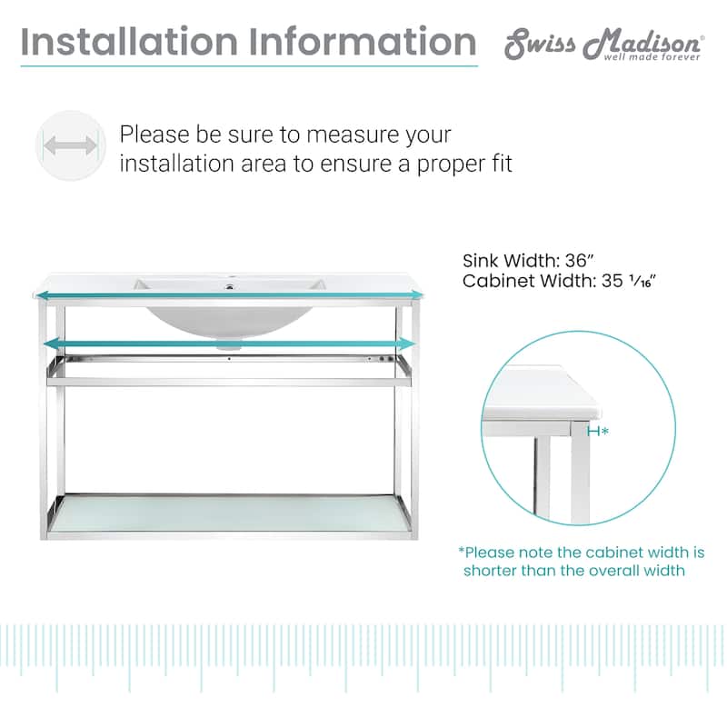 Swiss Madison Pierre 36-inch Open-shelf Metal Bathroom Vanity