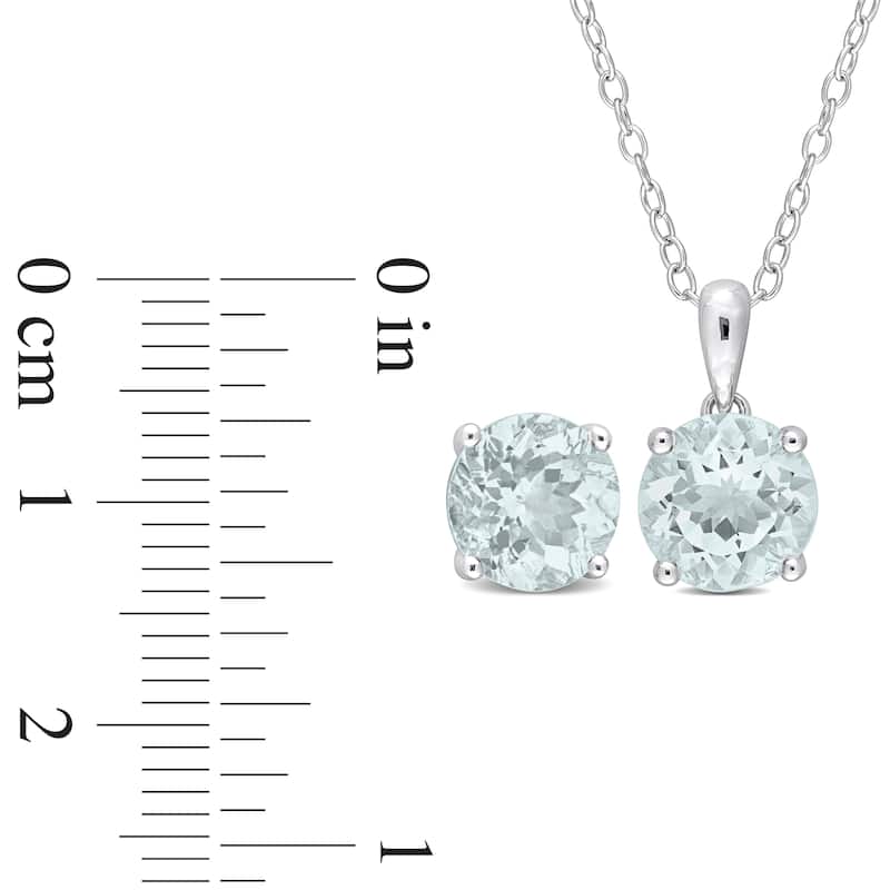 Miadora Gemstone Birthstone Earrings and Necklace Set Sterling Silver