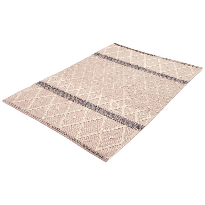 ECARPETGALLERY Braid weave Sienna Pink Wool Rug - 6'2 x 9'0