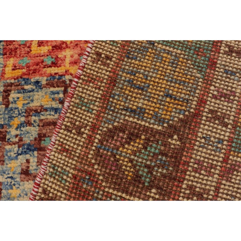 Bohemian Balochi Woodward Red/Beige Hand Knotted Wool Rug - 4'3'' x 6'0''