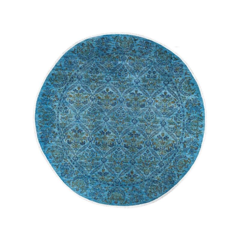 Vibrance One-of-a-Kind Hand-Knotted Area Rug - Blue, 8' 1" x 8' 1" - 8' 1" x 8' 1"