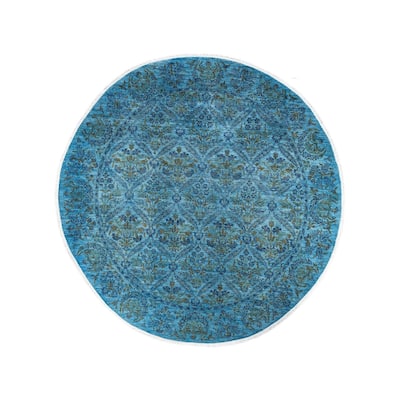 Vibrance One-of-a-Kind Hand-Knotted Area Rug - Blue, 8' 1" x 8' 1" - 8' 1" x 8' 1"