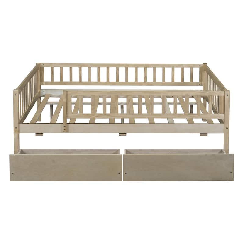 Full Size Modern Style Pine Wood Daybed with Two Storage Drawers for Bedroom or Livingroom