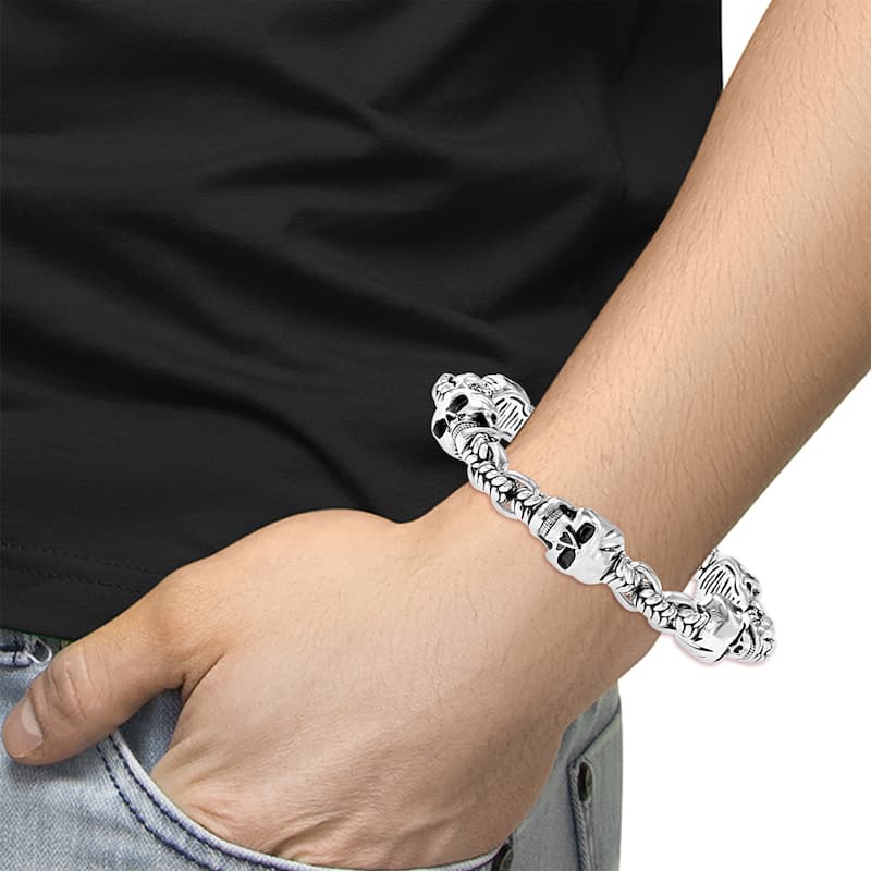EFFY Men's 925 Sterling Silver Skull Bracelet