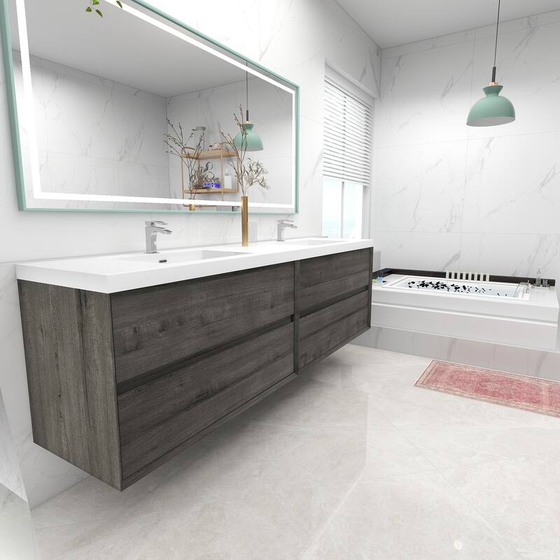 Selina 84" Wall Mounted Vanity with Double Sink - 84