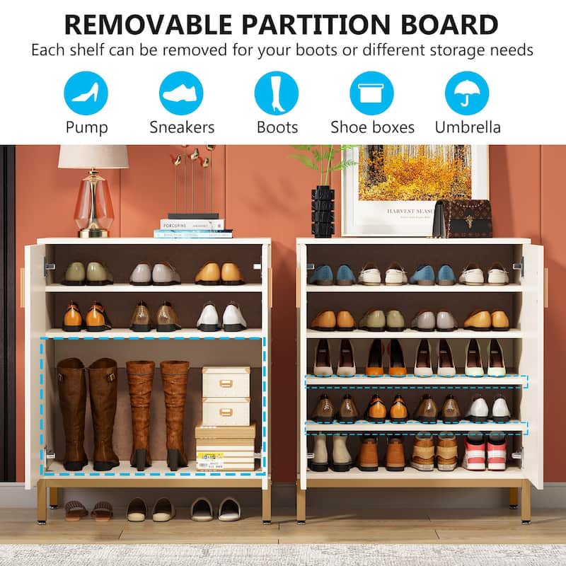 20 Pairs Shoe Storage Cabinet for Entryway, Freestanding Shoe Rack Organizer