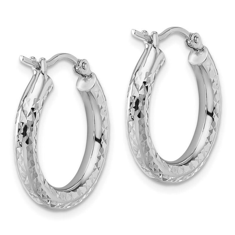 Curata 14k White Gold Sparkle Cut Round Hoop Earrings - 20x20mm