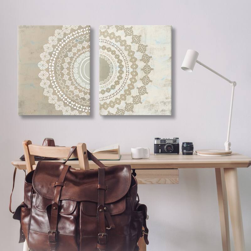 Stupell Rustic Mandala Boho Pattern 2 Piece Canvas Wall Art Set by Flora Kouta