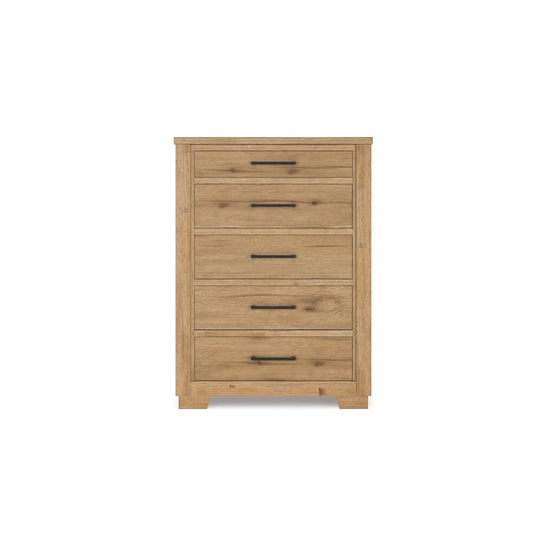 Dani Tall Dresser Chest, 5 Drawer, 58 Inch Rustic Brown Solid Hardwood