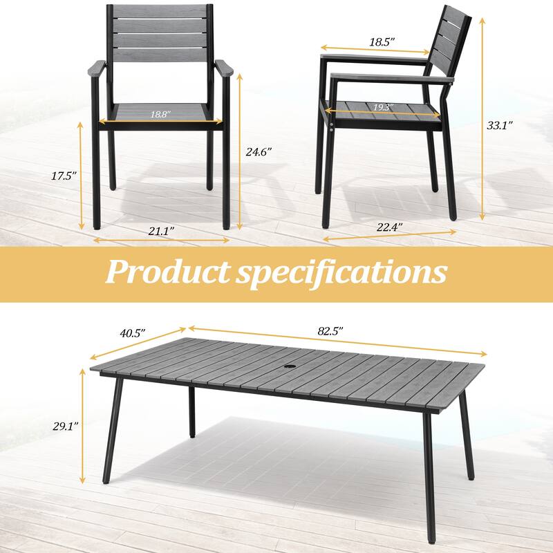 VredHom 7-Pieces Outdoor Aluminum Patio Dining Set with Stackable Chairs