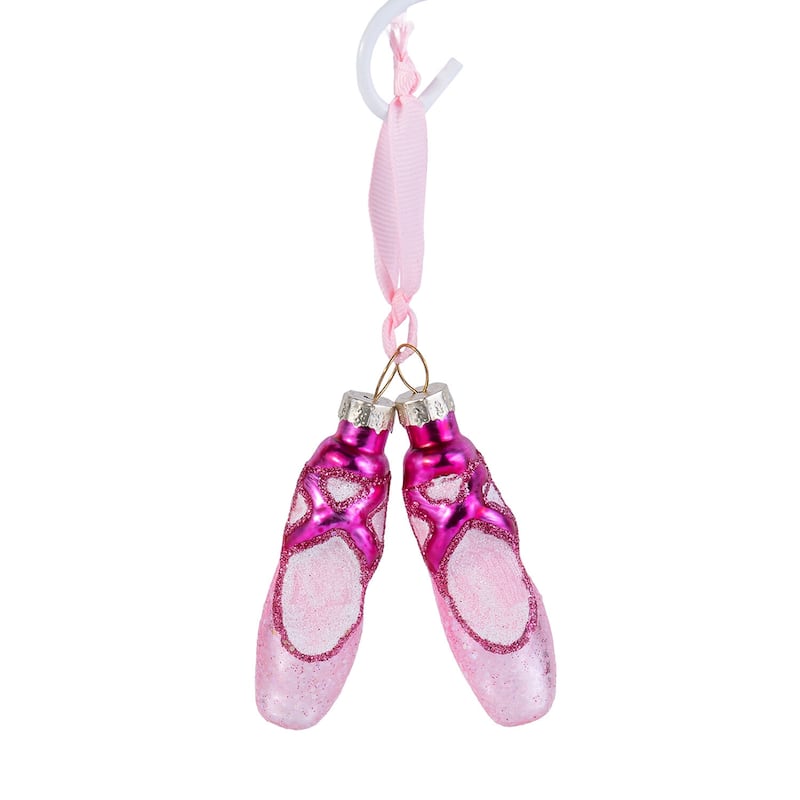 Pink Ballet Shoes Glass Christmas Tree Ornament - 0.8 х 1.1 х 2.95"