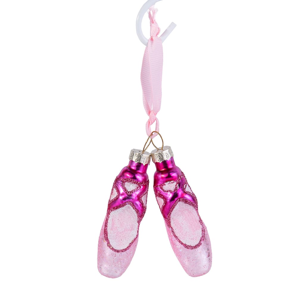 Pink Ballet Shoes Glass Christmas Tree Ornament - 0.8 х 1.1 х 2.95"