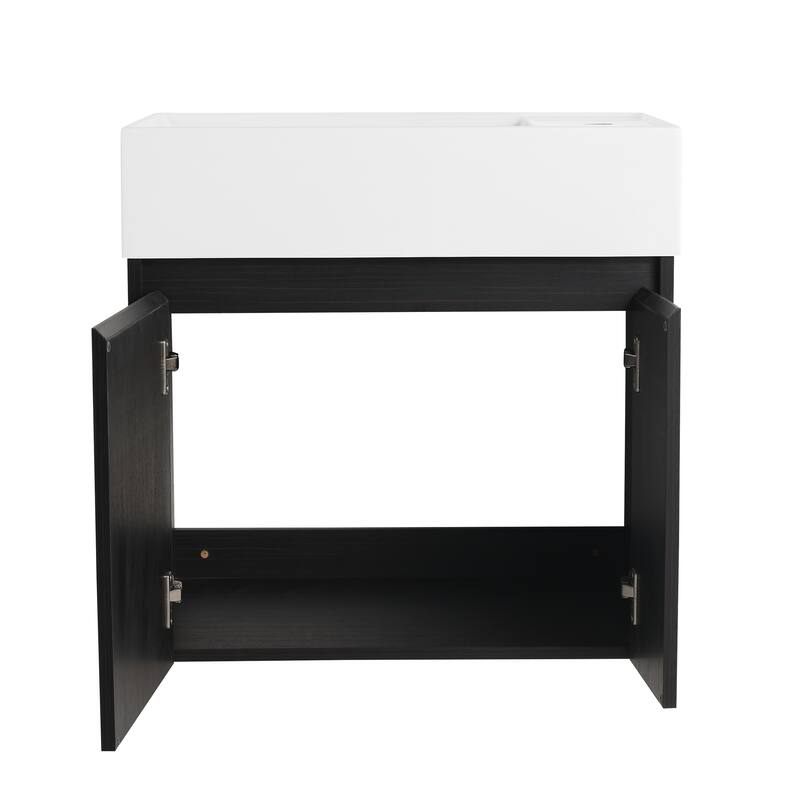 24-Inch Floating Bathroom Vanity with Thick Edge Resin Sink and Soft-Close Doors for Compact Spaces