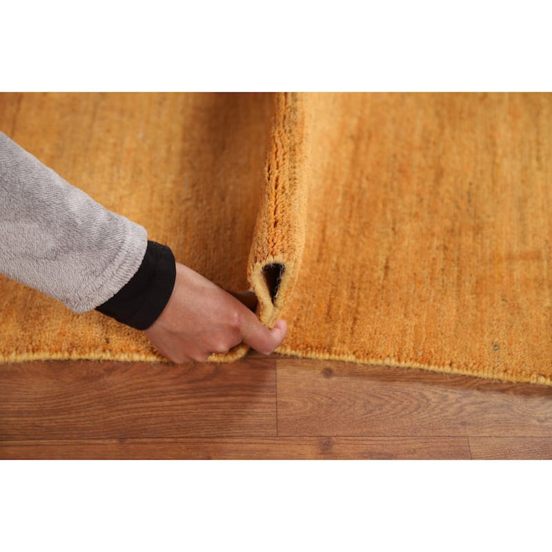 Yellow Modern Gabbeh Oriental Area Rug Hand-Knotted Wool Carpet - 6'6" x 9'10"