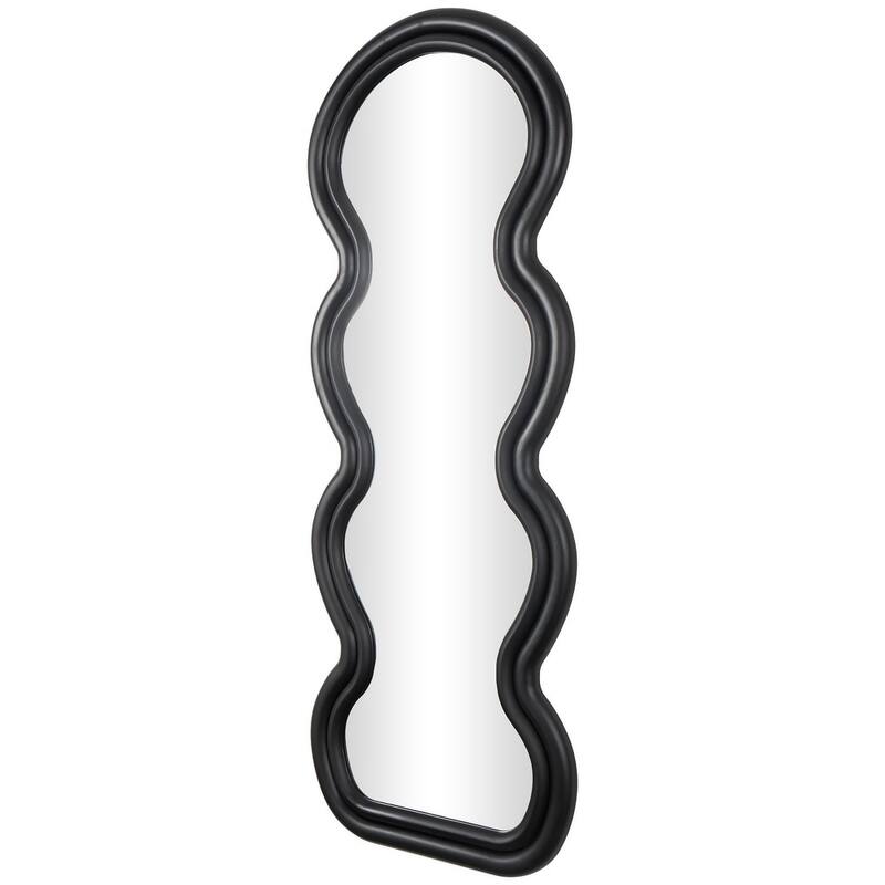 Black or White Wooden Abstract Wavy Wall Mirror with Layered Frame