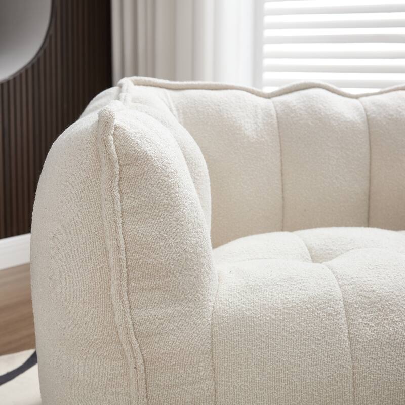 Extra-Large Chenille Bean Bag Chair with Footstool, Comfy Bean Bag Sofa for Adults, High Resilient Foam Square Lazy Sofa