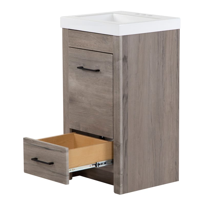 Spring Mill Nixie 18.5" Small Bathroom Vanity With Cabinet, Drawer, and White Sink Top