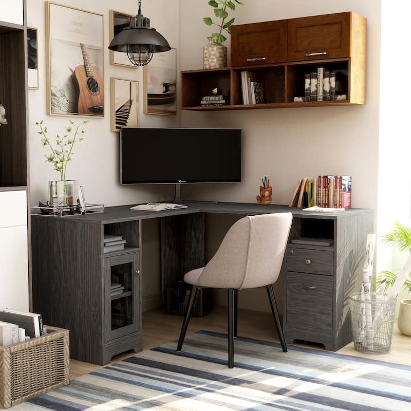 Barlon Transitional 59-inch L-shaped Computer Desk with USBs by Furniture of America