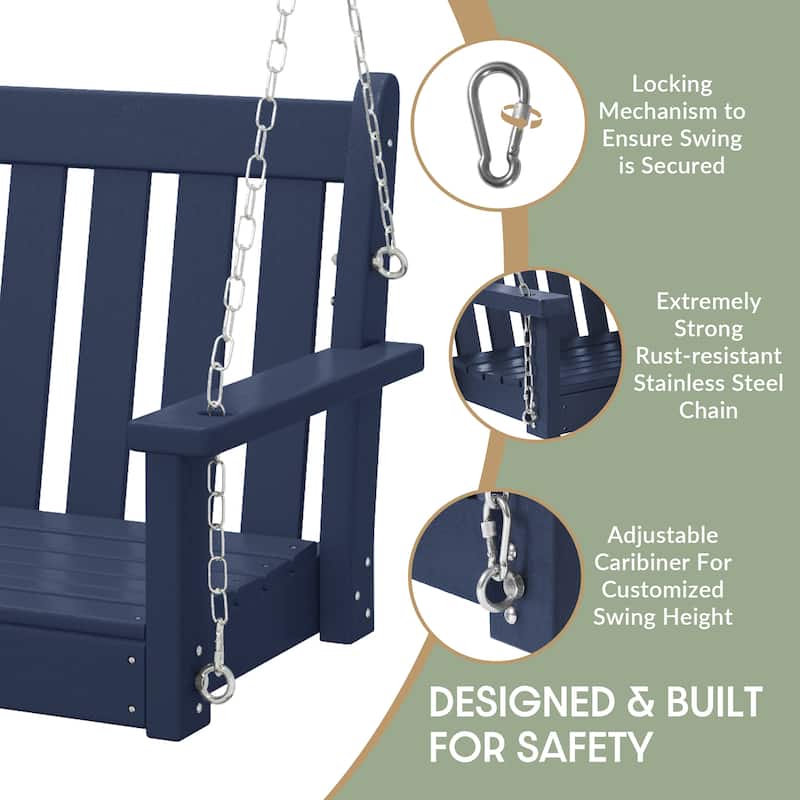 Laguna Outdoor Patio 51 Inch Traditional Hanging Porch Swing