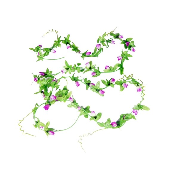 Unique Bargains Artificial Purple Flower Bud Hanging Vine 2 Pcs for Festivals Wedding
